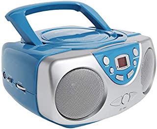 Sylvania SRCD243 Portable CD Player with AM/FM Radio, Boombox (Blue)