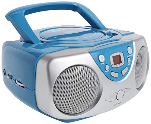 Sylvania SRCD243 Portable CD Player with AM/FM Radio, Boombox (Blue)