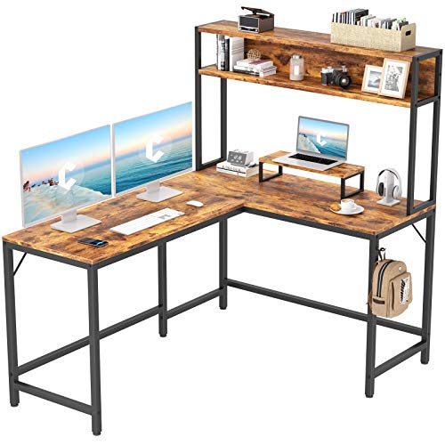 CubiCubi L-Shaped Desk with Hutch,59