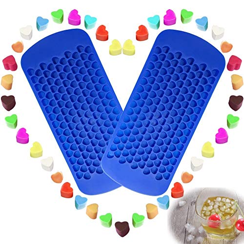 150 Grids Small Silicone Ice Cube Trays Mini Heart Shaped Candy Chocolate Molds, VIWIEU Sonic Ice Mold Maker 2 Pack Chill Your Drink Faster,Tiny Ice Works Great for Blender