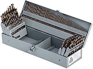 COMOWARE Cobalt Drill Bit Set- 115Pcs M35 High Speed Steel Twist Jobber Length for Hardened Metal, Stainless Steel, Cast Iron and Wood Plastic with Metal Indexed Storage Case, 1/16