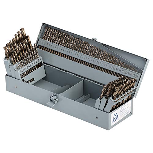 COMOWARE Cobalt Drill Bit Set- 115Pcs M35 High Speed Steel Twist Jobber Length for Hardened Metal, Stainless Steel, Cast Iron and Wood Plastic with Metal Indexed Storage Case, 1/16