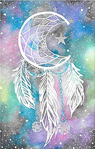 5D Full Drill Diamond Painting Kit, DIY Round Diamond Rhinestone Painting Kits Painting Cross Stitch Embroidery Pictures Arts Craft for Home Wall Decor (15.7x11.8 Inch, Dream Catcher)