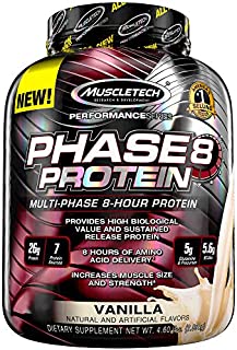 Whey Protein Powder | MuscleTech Phase8 Protein Powder | Whey & Casein Protein Powder Blend | Slow Release 8-Hour Protein Shakes | Muscle Builder for Men & Women | Vanilla, 4.6 lbs (50 Servings)