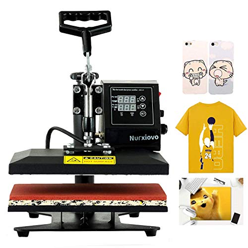 Nurxiovo 12x10 Heat Press Machine for T Shirts, 360 Degree Swing Away Heat Transfer Machine, Hot Pressing Vinyl Digital Sublimation for T-Shirt, Mouse Pad, Phone Case, Cotton, Bags, Tablecloth (12x10)