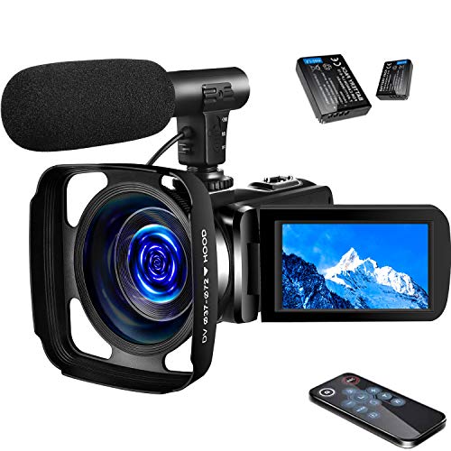 SAULEOO 4K Video Camera Camcorder Digital YouTube Vlogging Camera Recorder UHD 30MP 3 Inch Touch Screen 18X Camcorder with Microphone,2 Batteries