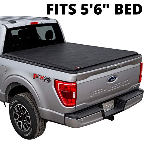LEER ROLLITUP | Compatible with 2015+ Ford F-150 with 5.6' Bed | Soft Roll Up Truck Bed Tonneau Cover | 4R112 | Low-Profile, Sturdy, Easy 15-Minute Install (Black)