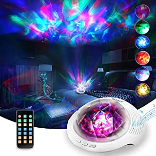 Soaiy Aurora/Northern Light Projector with White Noise Sound Machine, Bluetooth Speaker/Timer/Remote, LED Laser Bedroom Ceiling Decor Projector Light for Adults, Baby, Kids Sleep/Relax Gaming Room/Bar