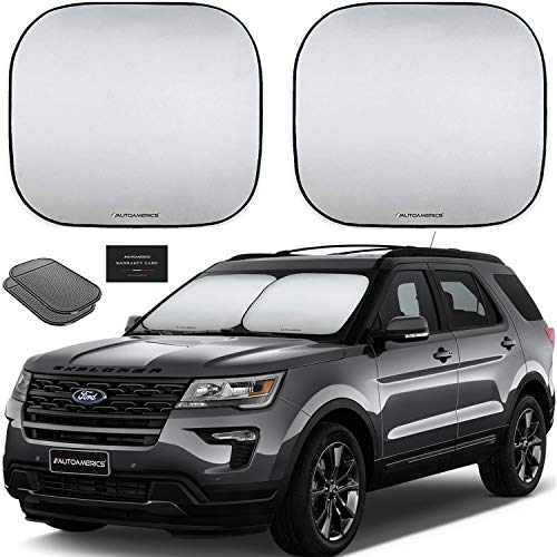 Autoamerics Windshield Sun Shade 2-Piece Foldable Car Front Window Sunshade for Most Sedans SUV Truck - Auto Sun Blocker Visor Protector Blocks Max UV Rays and Keeps Your Vehicle Cool (Universal Fit)