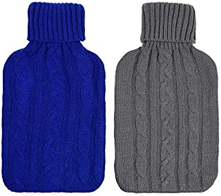 CM Pack of 2 Knitted Cover for 2 Liter (2000 ml) Hot Water Bottle Rubber Winter Warmer for Women Kids (Cover Sleeves Only)