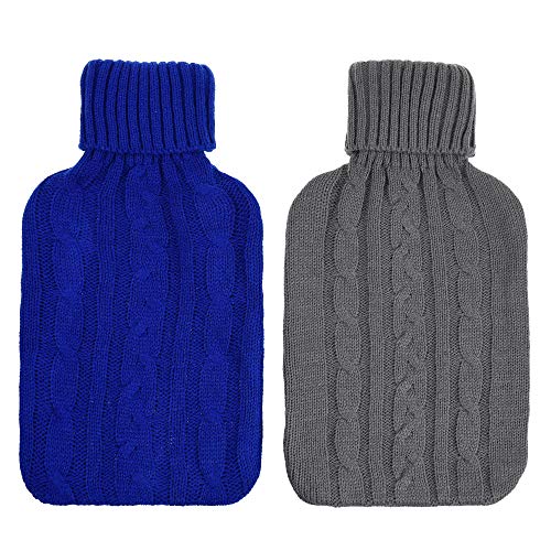 CM Pack of 2 Knitted Cover for 2 Liter (2000 ml) Hot Water Bottle Rubber Winter Warmer for Women Kids (Cover Sleeves Only)