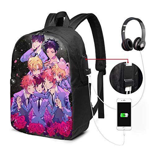 Chenhgee Ouran High School Host Club 3D Printing 17in with USB Backpack,School Bag, Travel Bag, Mountaineering Bag