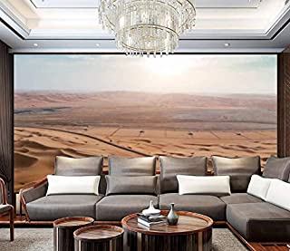 AFWADFWA Peel and Stick Wallpaper, Scenic Road in UAE Desert in The Middle East Landscape Wall Paper Mural for Living Room Bedroom TV Background Wall