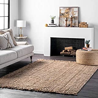 nuLOOM Hand Woven Chunky Natural Jute Farmhouse Area Rug, 5' x 7' 6