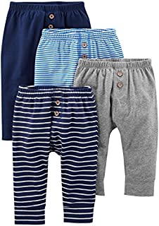 Simple Joys by Carter's Baby Boys' 4-Pack Pant, Navy/Stripes/Gray, 6-9 Months