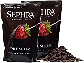 Sephra Premium Dark Fondue Chocolate for Chocolate Fountain, Kosher Dairy, Gluten and Trans Fat Free Dipping Chocolate, Chocolate Fountain Dark Chocolate Fondue, Best Baking Chocolate Chips, 4 LBS