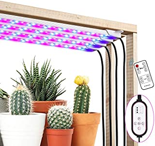 Amzdest Grow Light Strip, 40W 192 LED Plant Light with Remote Controller, 4/8/12H Timer Auto ON/Off, 10 Dimmable Levels& 3 Spectral Modes, Grow Lights for Indoor Plants with 9.45ft Cord (R+B Light)