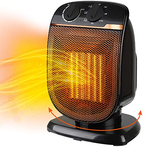 Electric Patio Heater Portable - Oscillating Ceramic Outdoor Heater with Adjustable Thermostat, Overheat Protection, For Personal Indoor Garage Office Desk Space Heaters