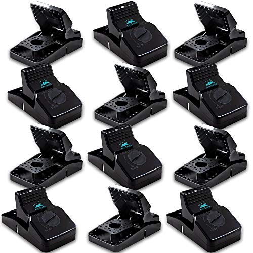 Kat Sense Rat Traps for House (12 Pack) Humane Rodent Trap for Instant Kill Results, Easy to Use Mouse Traps, Effective Anti-Rodent Solution, Reusable, Indoor N Outdoor