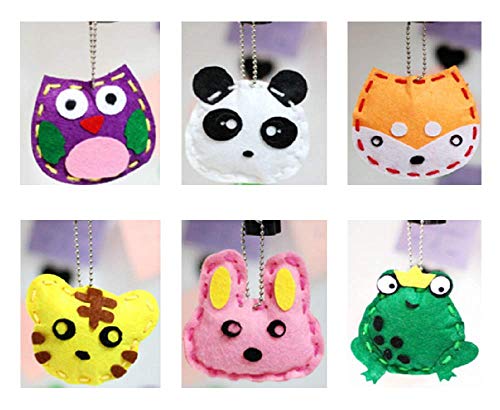 Kids DIY- First Sewing Kit for Kids, Learn to Sew DIY Craft Kits, Lovely Animals Style- Frog, Owl, Fox, Rabbit, Panda and Tiger