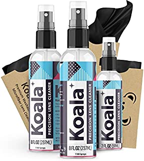 Koala Eyeglass Lens Cleaner Spray Kit | American Made | 18 Ounces + 3 Koala Cloths | Streak and Alcohol Free | Carefully Engineered Glasses Cleaner | Safe for All Lenses