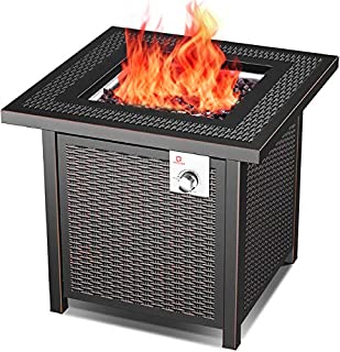 OT QOMOTOP Outdoor Propane Fire Pit Table, 28 Inch 50,000 BTU Gas Fire Table with Auto-Ignition and CSA Certification Approval, Suitable for Stone/Marble/Wooden Floor and Grassland