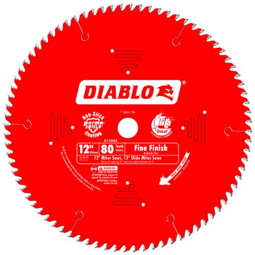 Freud D1280X Diablo 12-Inch 80 Tooth ATB Crosscutting Saw Blade with 1-Inch Arbor, Red