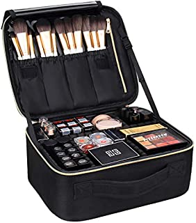 MONSTINA Makeup Train Cases Professional Travel Makeup Bag Cosmetic Cases Organizer Portable Storage Bag for Cosmetics Makeup Brushes Toiletry Travel Accessories