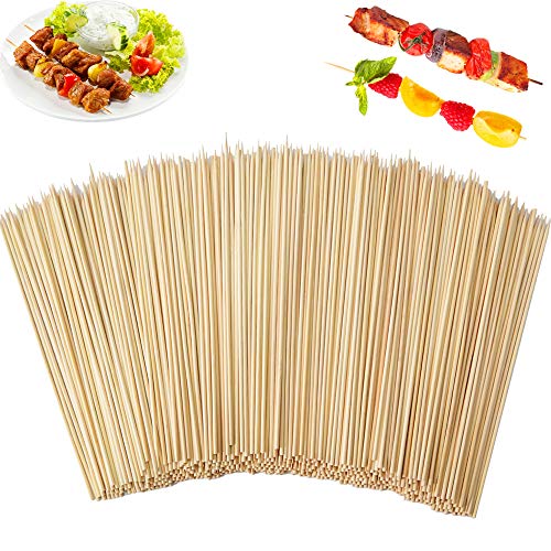 Szsrcywd 500 Pack Wooden Skewers,Bamboo Skewers,10 Inch Bamboo Sticks for BBQ,Chocolate Fountain,Grill,Fruit Kabob