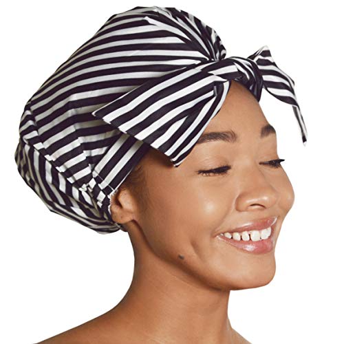 Shower Cap for Women Reusable Adjustable Waterproof for Natural Curly Hair and Shower Hair Caps for Girls and Bath Hair Wraps for Women