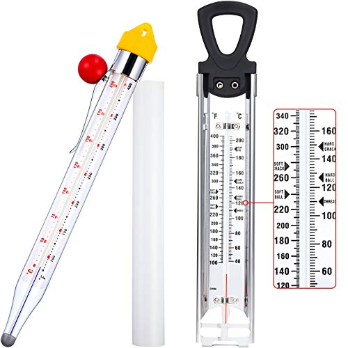 2 Pieces Stainless Steel Candy Syrup Jam Jelly Deep Fry Thermometer Classic Kitchen Cooking Thermometer Confection Glass Thermometer for Food