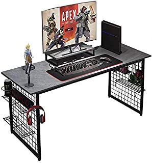 Need Computer Desk with Shelves - 60 Inches All-in-One Computer Table/Workstation with RGB LED Mouse Pad,Modern Industrial Office Computer Table with Monitor Stand AC18LB-152.4