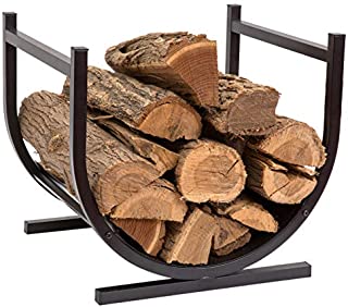 DOEWORKS Small Decorative Indoor/Outdoor Firewood Racks Fireside Log Rack, Black