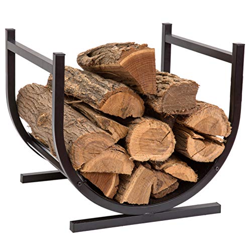 DOEWORKS Small Decorative Indoor/Outdoor Firewood Racks Fireside Log Rack, Black