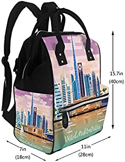 Diaper Bags Backpack Emirates UAE Modern Buildings in Light Large Capacity Muti-Function Travel Backpack