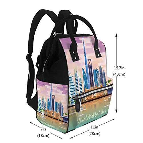 Diaper Bags Backpack Emirates UAE Modern Buildings in Light Large Capacity Muti-Function Travel Backpack
