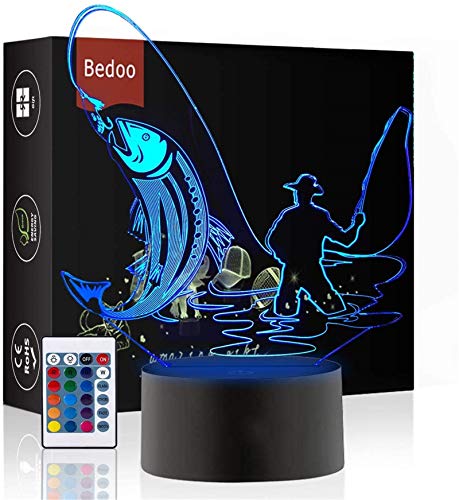 Bedoo LED Night Light 3D Illusion Bedside Table Lamp 16 Colors Changing Sleeping Indoor Lighting Smart Dimmable with Remote Control