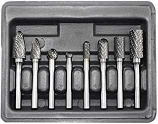 Carbide Burr Set 8pcs with 1/4''Shank Double Cut Solid Power Tools Tungsten Carbide Rotary Files Bits for Die Grinder Metal Wood Carving Engraving Polishing Drilling Grinding Milling Cutting