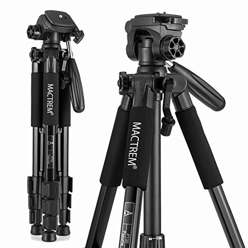 Mactrem PT55 Travel Camera Tripod Lightweight Aluminum for DSLR SLR Canon Nikon Sony Olympus DV with Carry Bag -11 lbs(5kg) Load (Black)