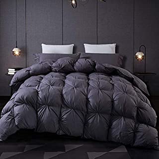 Goose Down Comforter Pinch Pleat Design Duvet Insert 100% Egyptian Cotton 750+ Fill Power King Comforter 1200 Thread Count Grey Comforter with Corner Tabs for All Seasons,106x90Inches