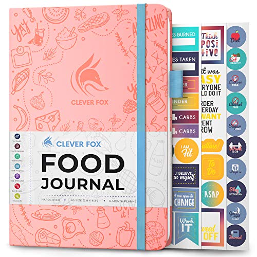 Clever Fox Food Journal - Daily Food Diary, Meal Planner to Track Calorie and Nutrient Intake, Stick to a Healthy Diet & Achieve Weight Loss Goals. Undated - Start Anytime. A5, Hardcover - Light Pink