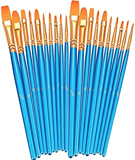 BOSOBO Paint Brushes Set, 2 Pack 20 Pcs Round Pointed Tip Paintbrushes Nylon Hair Artist Acrylic Paint Brushes for Acrylic Oil Watercolor, Face Nail Art, Miniature Detailing & Rock Painting, Blue