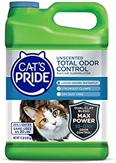 Cat's Pride Total Odor Control Premium Clumping Fragrance Free Scoopable Cat Litter Jug, 15-Pound, Grey (47215)