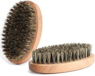 Beard Brush Natural Firm Hog Hair and Pearwood Works With All Beard Balms and Beard Oils Exfoliates Skin Helps Softening and Conditioning Itchy Beards Great for Travel