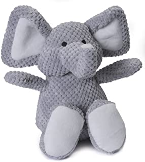 goDog, Checkers Elephant, Squeaker Dog Toy, Chew Resistant, Durable Plush, Soft, Tough, Reinforced Seams, Gray, Large