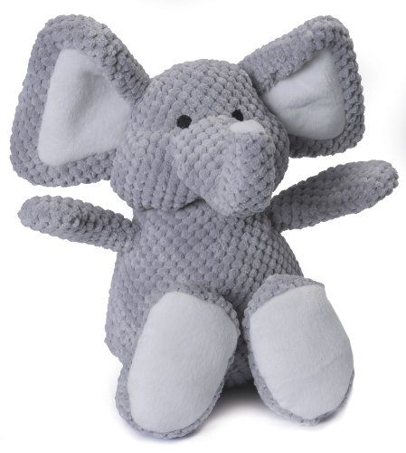 goDog, Checkers Elephant, Squeaker Dog Toy, Chew Resistant, Durable Plush, Soft, Tough, Reinforced Seams, Gray, Large