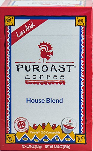 Puroast Low Acid Coffee House Blend Single Serve Coffee, Keurig Compatible, 4.88 Ounce