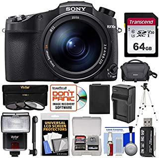 Sony Cyber-Shot DSC-RX10 IV 4K Wi-Fi Digital Camera with 64GB Card + Case + Flash + Battery & Charger + Tripod + 3 UV/CPL/ND8 Filters + Kit