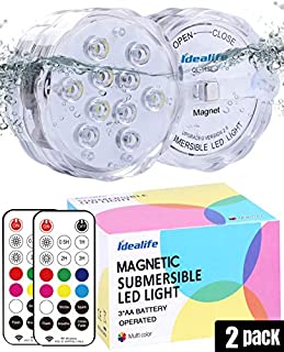 Idealife Submersible LED Lights, Swimming Pool Lights for Inground Pool with RF Remote Suction Cups Magnet AA Battery Light Waterproof for Hot Tub Above Ground Pool Fountain Bathtub Garden Décor 2pack