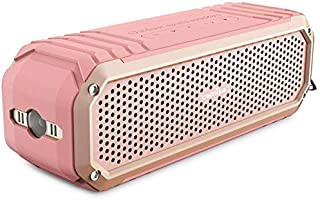 COMISO Bluetooth Speakers with Lights, Loud Dual Driver Wireless Bluetooth Speaker with HD Audio and Enhanced Bass, Wireless Stereo, Built in Mic, Aux Input, Long-Lasting Battery Life (Pink)